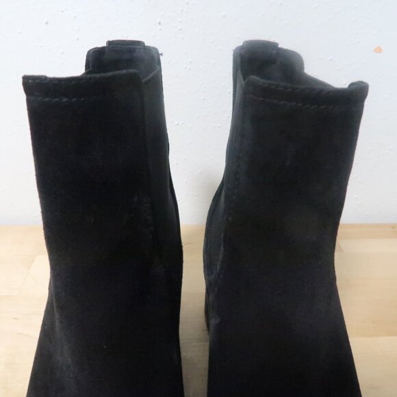 Vince Black Suede Block Heel Ankle Chealse Boots Women’s Size 7 - Picture 12 of 15